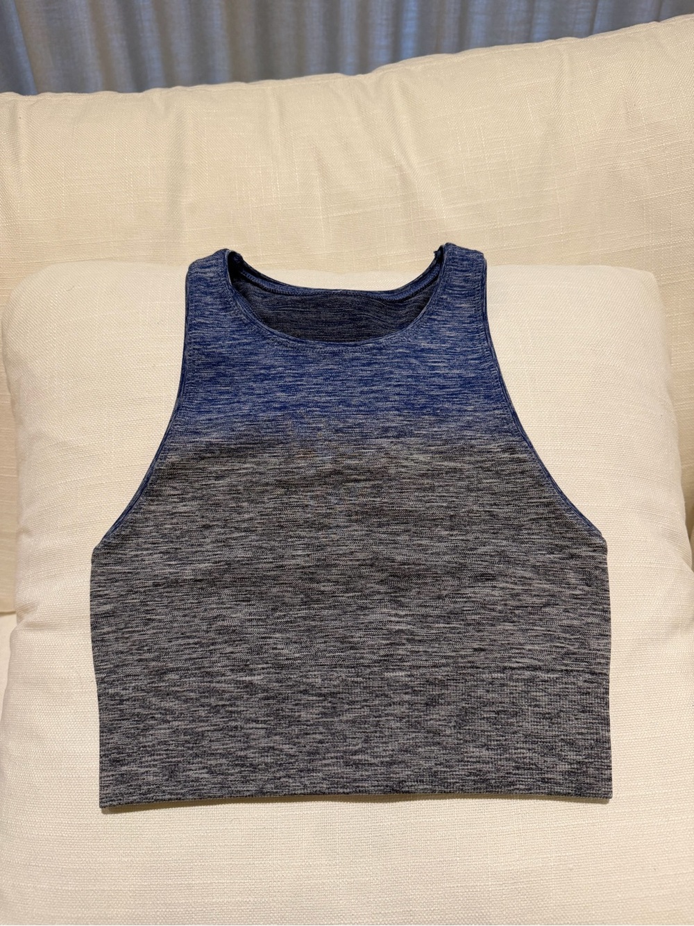 Lululemon - Vintage Blue Heathered Cropped Racerback Tank